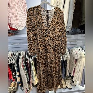 Zimmermann Veneto Plunge Leopard Print A line Dress